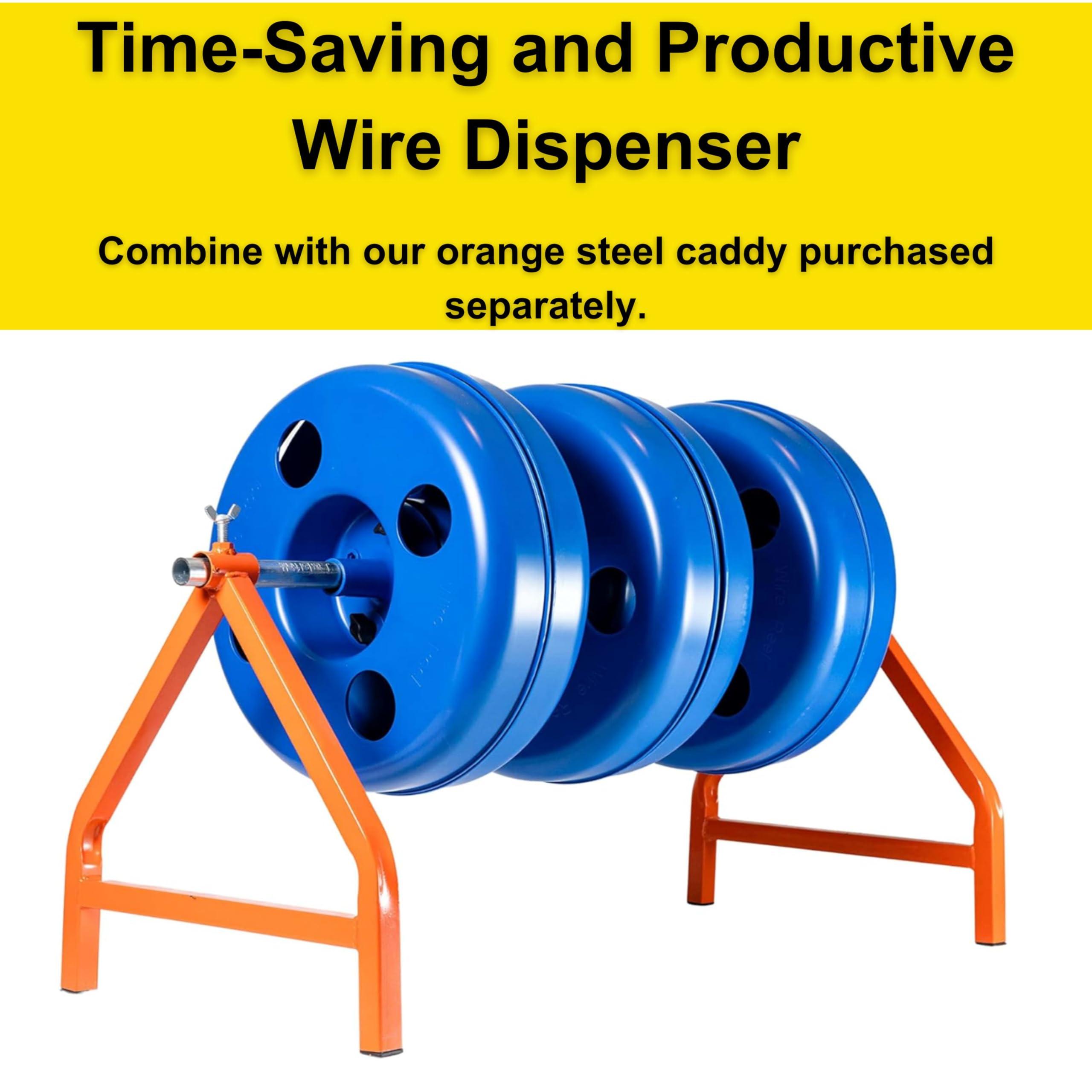 Wire Reel EIP Wire Caddy and 24" Wide Spool Rod | Portable Cable/Wire Spool Rack | Wire Reel Dispenser Heavy Duty Steel Welded Frame for up to 28" Diameter Spools | 220 lb Capacity | Heavy Duty knobs