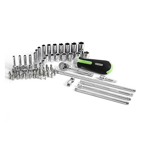 OEMTOOLS OEMTOOLS 23997 Socket Set 64PC, 1/4\" Drive Mechanic Tool Set, Socket Wrench Set Hard Chrome Finish, No-Slip Sockets, Ratchet Set and Extensions for Tight Spaces
