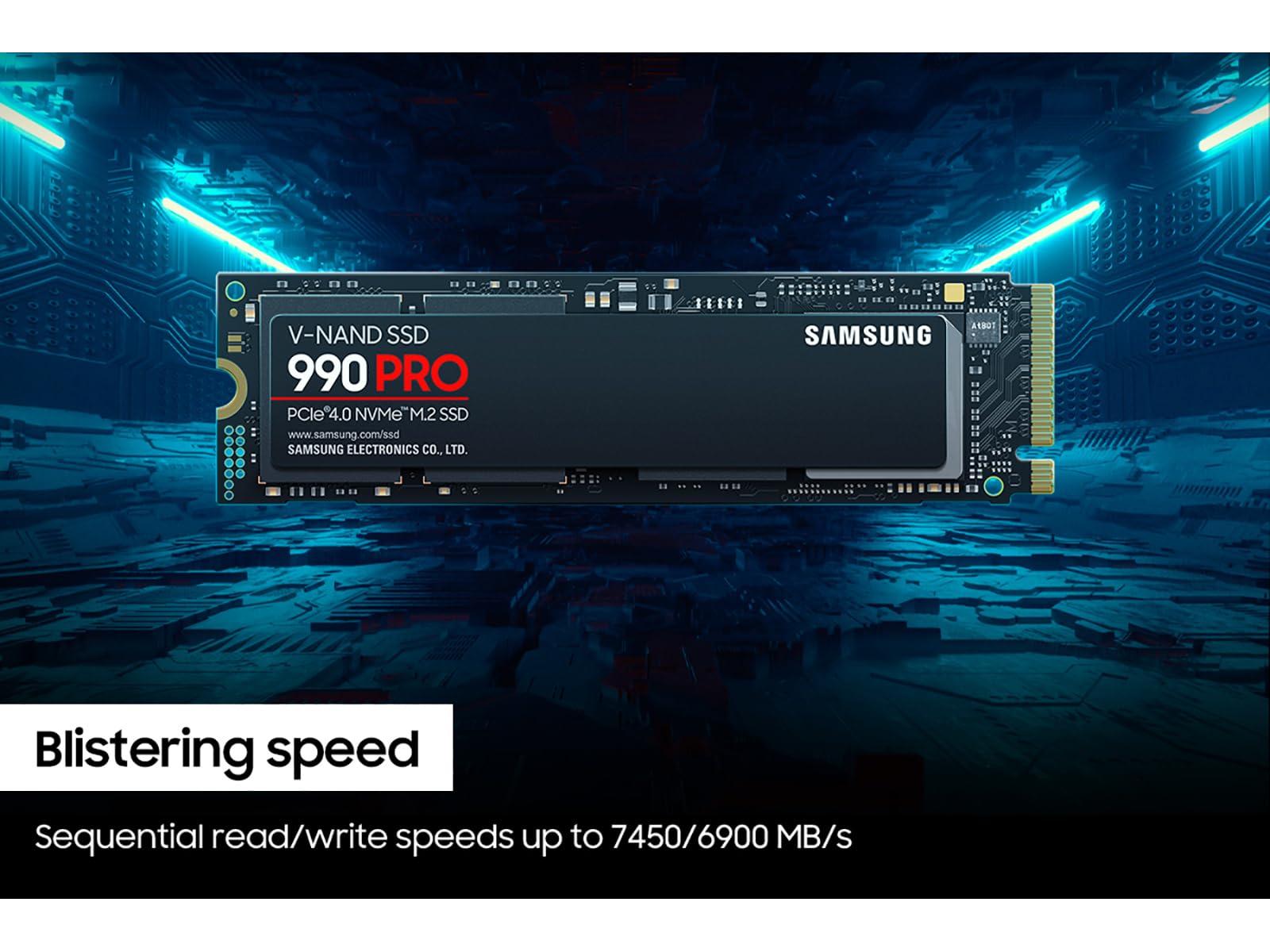 SAMSUNG SAMSUNG 990 PRO SSD NVMe M.2 PCIe Gen4, M.2 2280 Internal Solid State Hard Drive, Seq. Read Speeds Up to 7,450 MB/s for High End Computing, Gaming, and Heavy Duty Workstations, MZ-V9P2T0B/AM