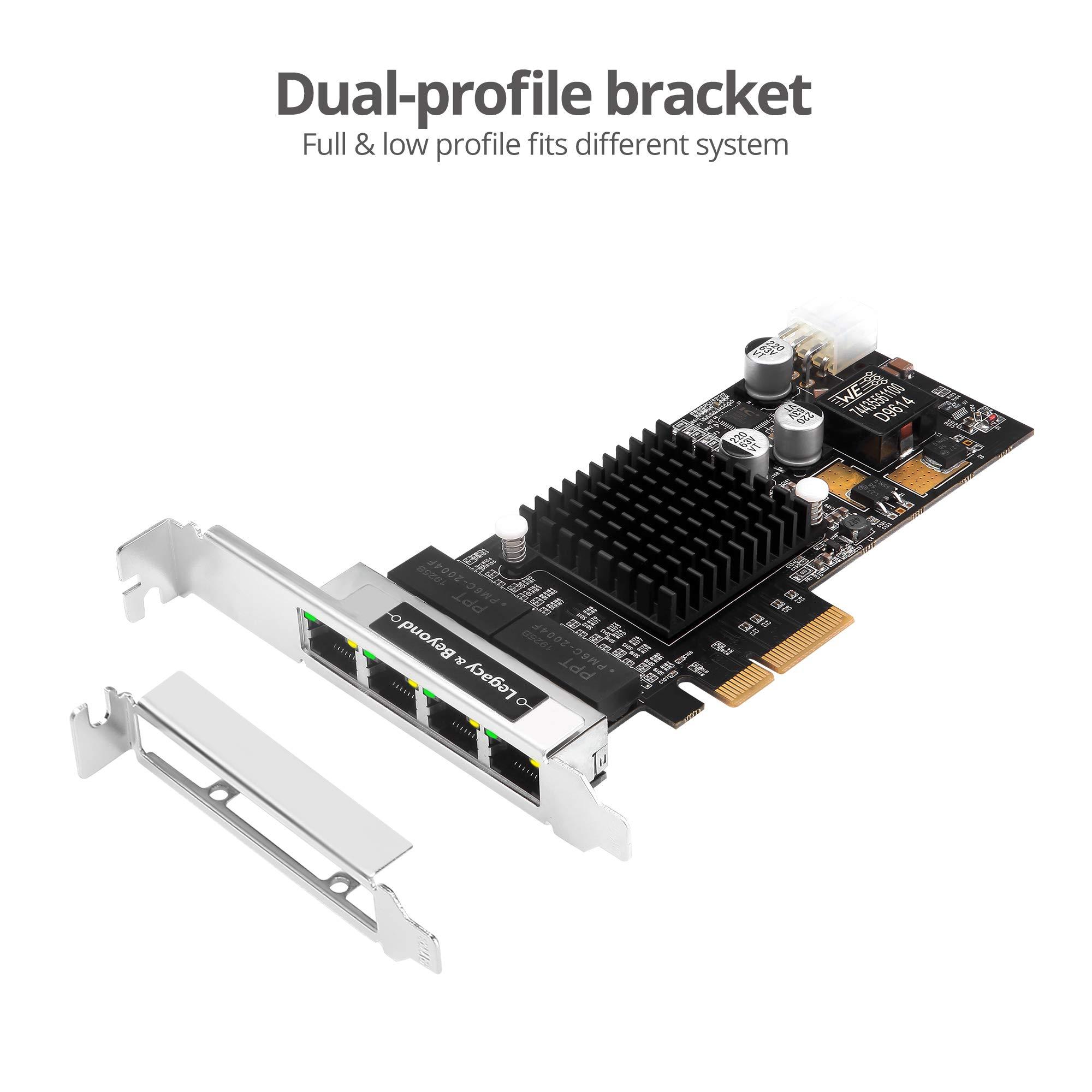 SIIG SIIG 4 Port Gigabit Ethernet PCIe Card with PoE (Power Over Ethernet) - Intel i350-T4, PoE+, 30W Per Port, VLAN, Dual-Profile Brackets (LB-GE0811-S1)