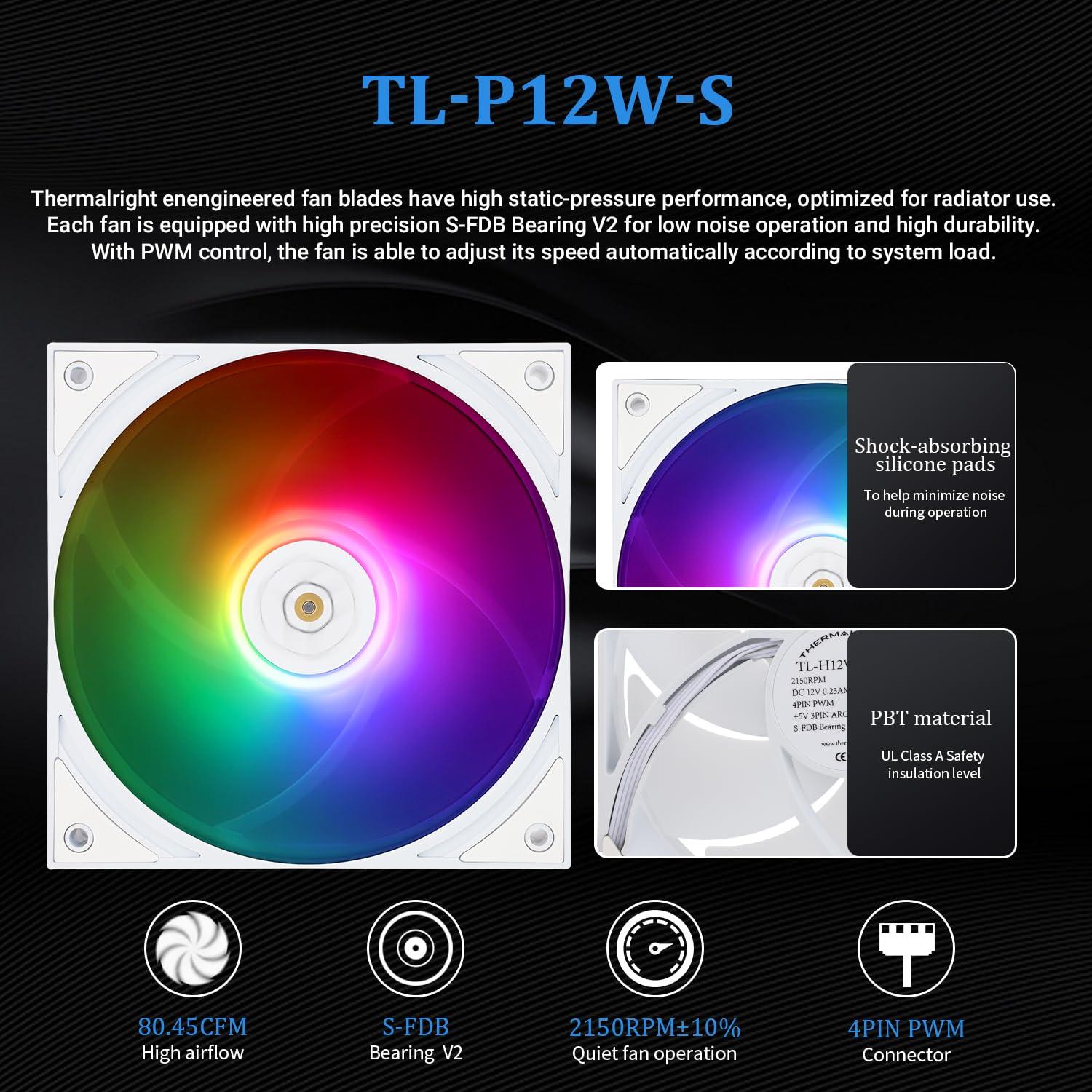 Thermalright Thermalright Grand Vision 360 ARGB White CPU AIO Cooler,PC 360 Specification Water Cooler System,IPS LCD Screen with 480x480 Resolution and 3.4inch,for AM4/AM5&Intel LGA1700/1851,High Performance Pump