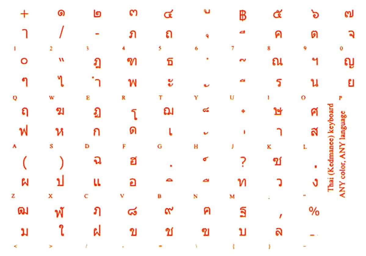 Online-Welcome Thai Keyboard Stickers Transparent Orange Letters