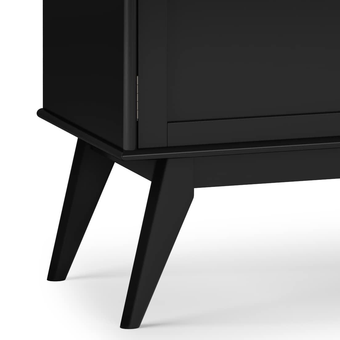 SIMPLIHOME SIMPLIHOME Draper SOLID HARDWOOD 60 Inch Wide Mid Century Modern Low TV Media Stand in Black for TVs up to 65 Inches, For the Living Room and Entertainment Center