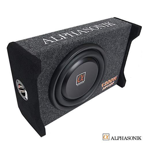 Alphasonik Alphasonik AS10DF 10" 1200 Watts 4-Ohm Down Fire Shallow Mount Flat Enclosed Sub woofer for Tight Spaces in Cars and Trucks, Slim Thin Loaded Subwoofer Air Tight Sealed Bass Enclosure