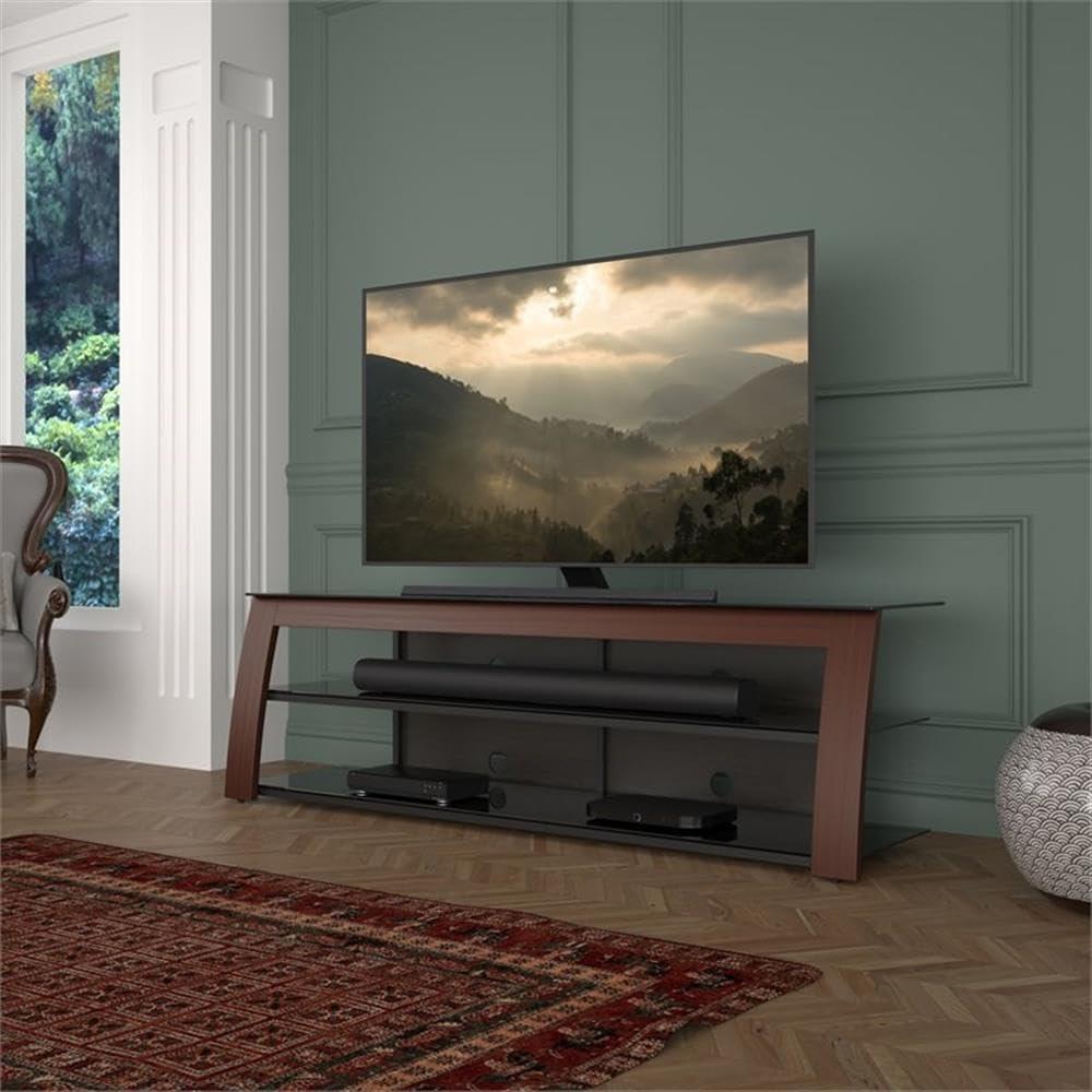 AVF AVF Contemporary Wood Glass Steel TV Stand for TVs 32\" to 90\" in Black/Walnut