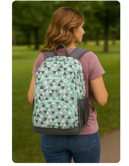 Eastsport Eastsport Laptop Backpack, Multipurpose Casual Daypack, Triple Compartments Bookbag for College, Hiking, Work, 18 Inches, Mint Blue