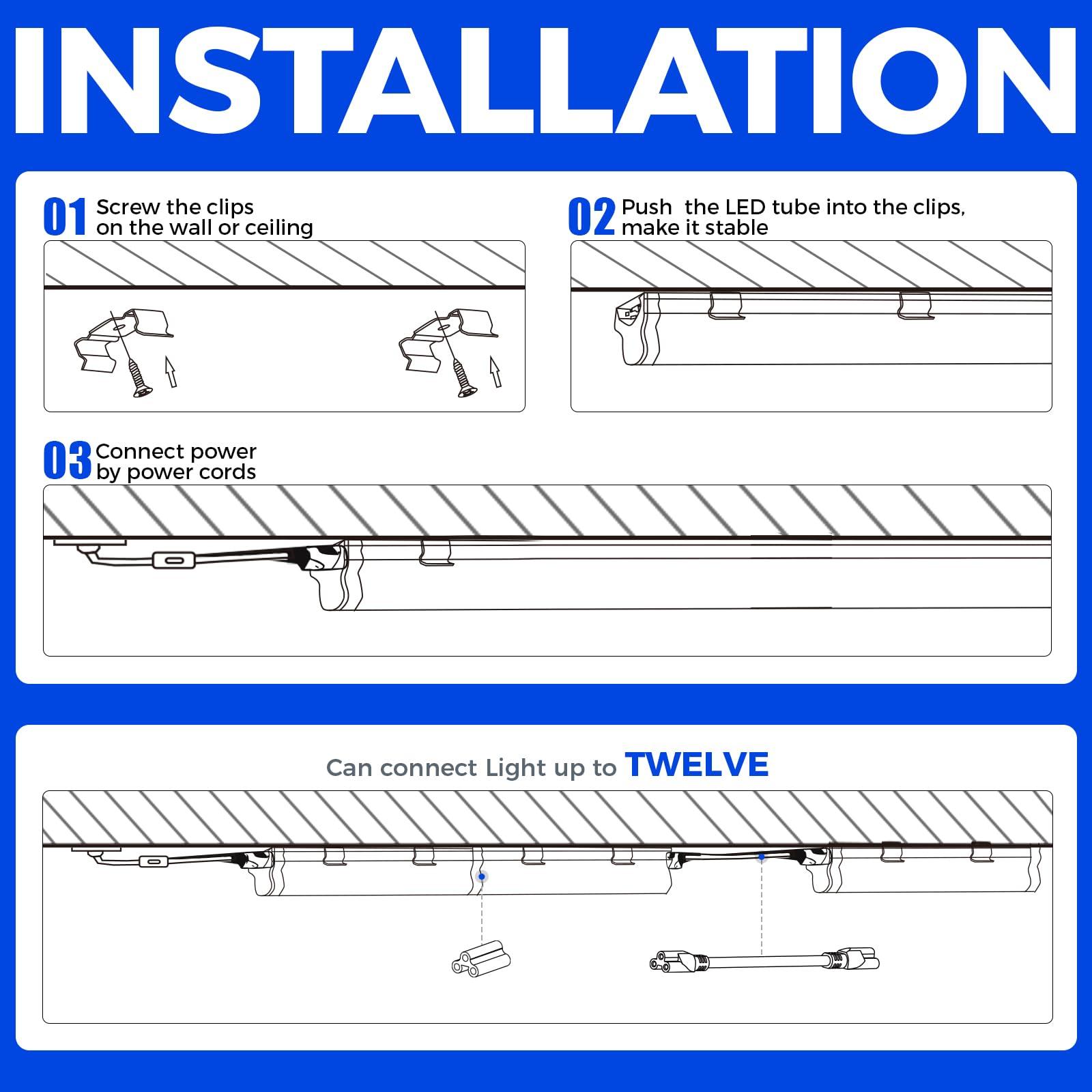 Barrina Barrina UV LED Blacklight Bar, 9W 2ft, T5 Integrated Bulb, Black Light Fixture for Blacklight Poster Halloween Decorations and Christmas Party, Fun Atmosphere with Built-in ON/Off Switch(4-Pack)