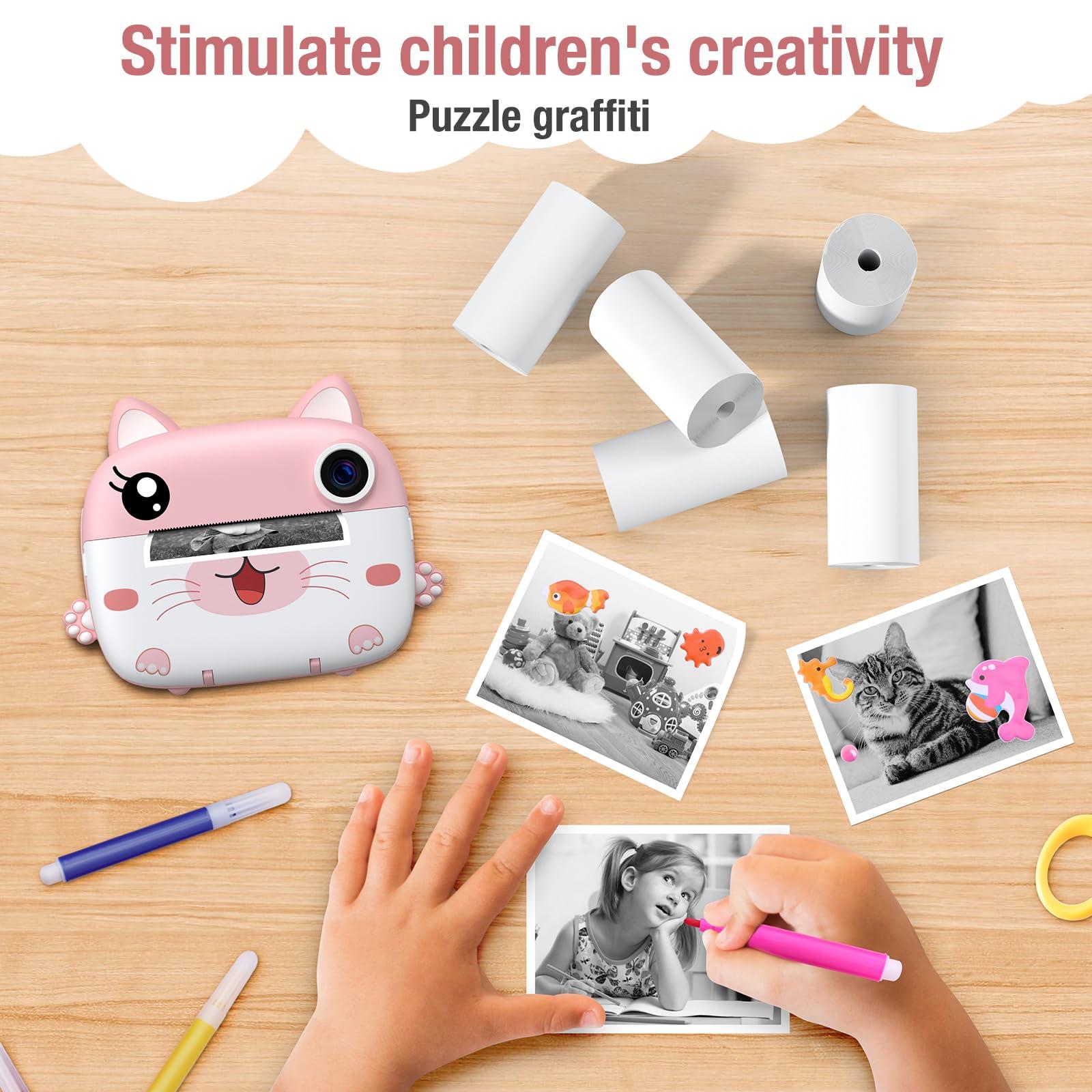 GREENKINDER Kids Instant Camera Refill Print Paper-5 Rolls for Kids Instant Print Camera,HD Printing Thermal Print Paper Set Portable Refill Print Paper