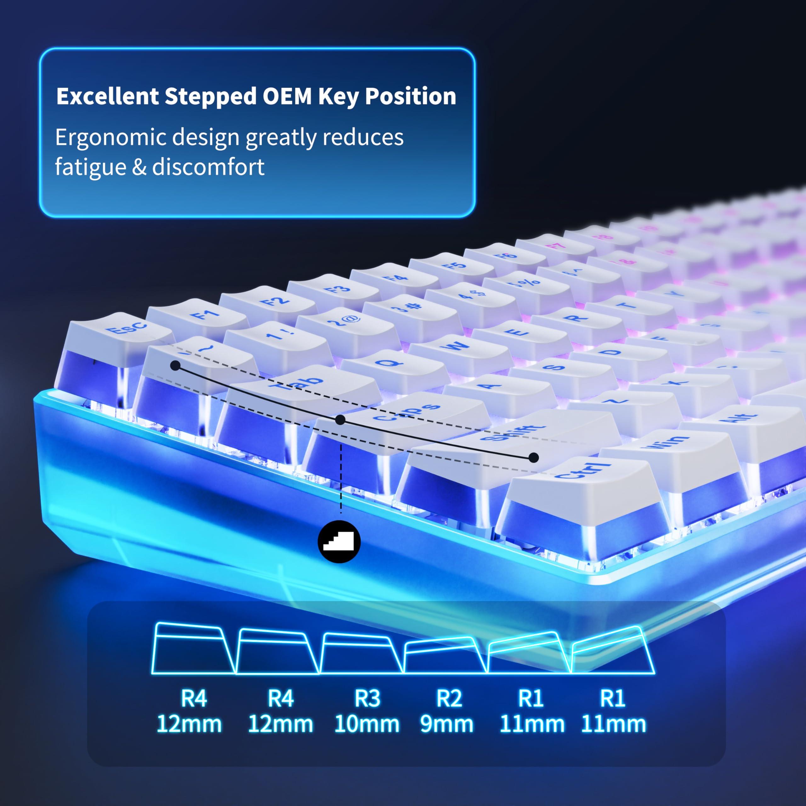 SEUNKWANG SEUNKWANG Pudding Keycaps, PBT Keycaps 132 Keys Set Custom Keycap Set, Shine Through Keycaps OEM Profile, Universal Compatible for TH80-X F75 AK820 RT100 F99 Hi75 Keyboard-White