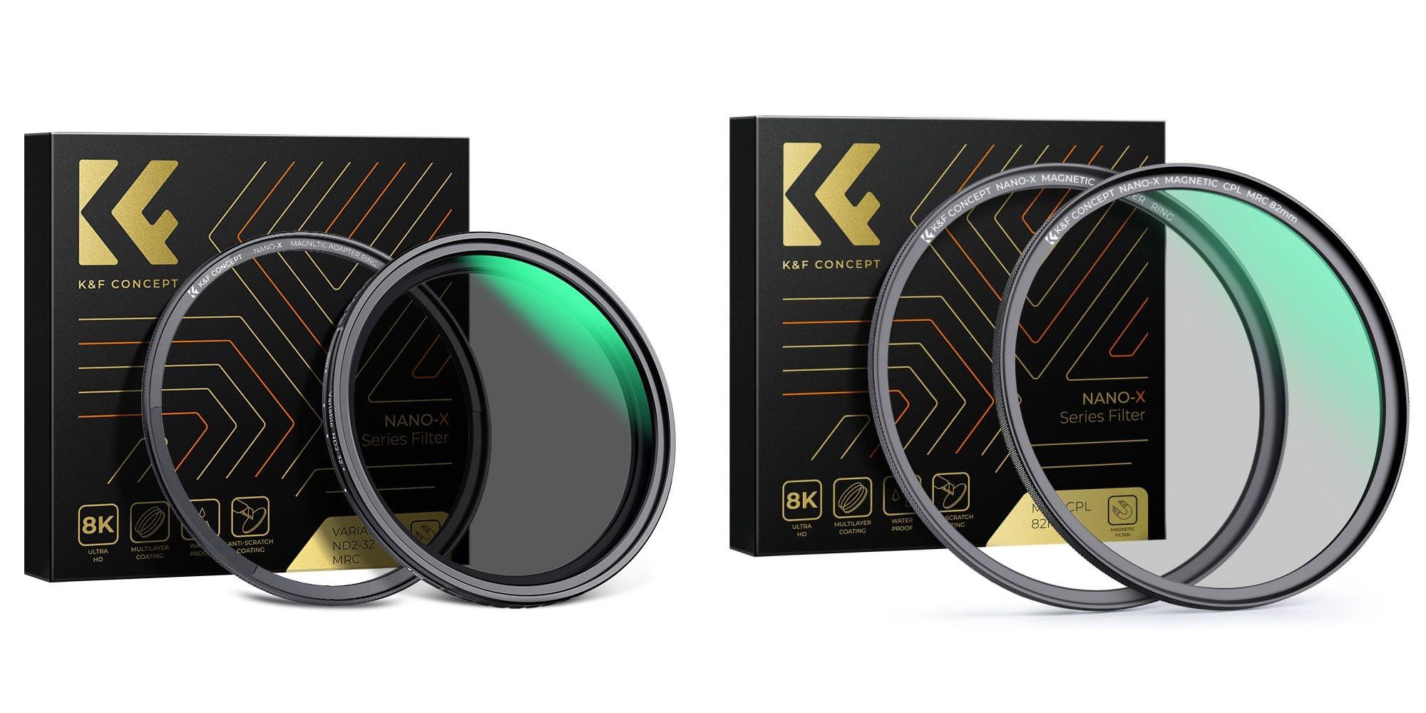 K&F Concept 58mm Magnetic Variable ND2-32 & MCUV Lens Filters Kit (2 Pcs) 1-5 Stops Variable ND MCUV Lens Protection Filter with 28 Layer Coated (Nano-X Series)