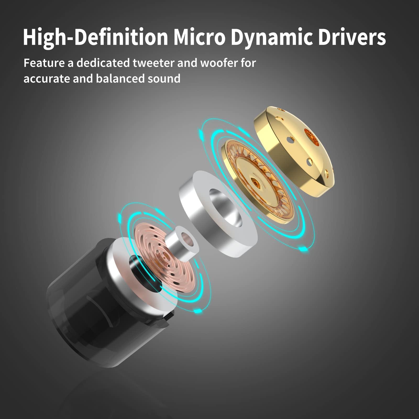 BASN BASN Professional in Ear Monitor Headphones for Singers Drummers Musicians with MMCX Connector IEM Earphones (Pro Clear Black)