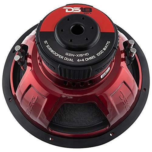 DS18 DS18 GEN-X154D Subwoofer in Black - 4 Layer Black Aluminum Voice Coil, 15", 1,100W Max Power, 500W RMS, Dual 4 Ohms, DVC - Powerful Car Audio Bass Speaker (1 Speaker)
