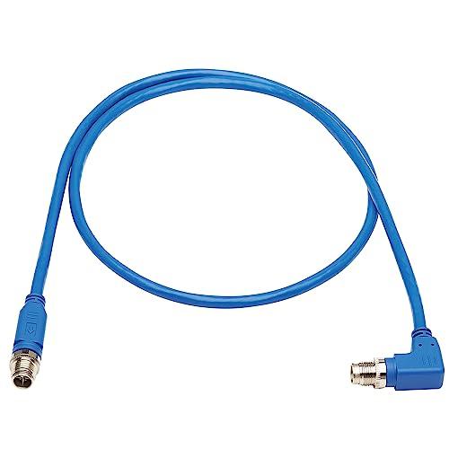 Tripp Lite Tripp Lite M12 X-Code Right-Angle Cat6 Ethernet Cable Blue (M/M), 1 Gbps, UTP, UL CMR-LP Certified 60W PoE, Industrial IP68 Rating, 6.6 Feet / 2M, Lifetime Manufacturer\'s Warranty (NM12-603-02M-BL)