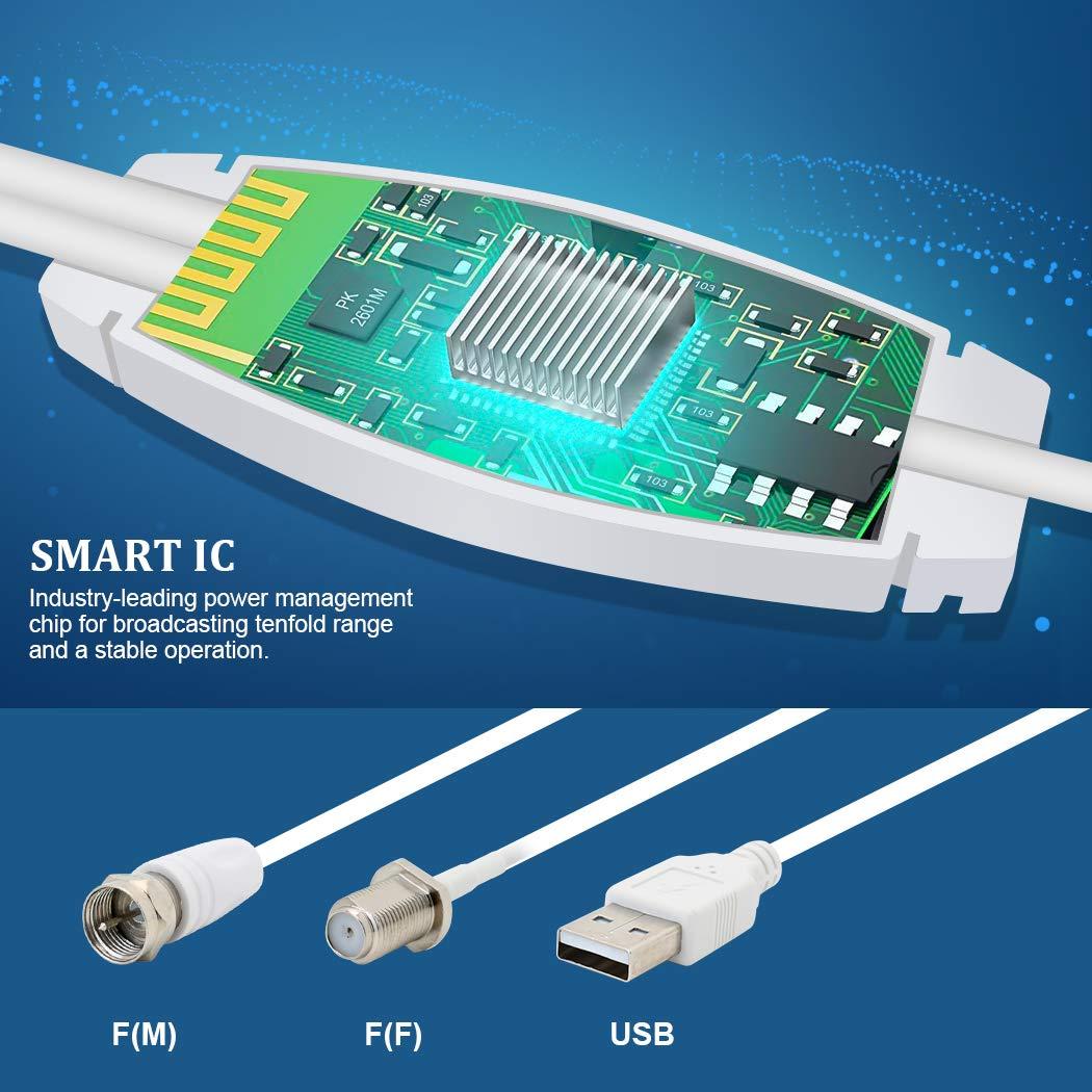 HIDB Long Range RV TV Antenna Outdoor Digital HDTV Antenna, Amplifier Signal Booster 16ft Coaxial Cable - for Camper, RV Trailer Truck Caravan Boat (White)