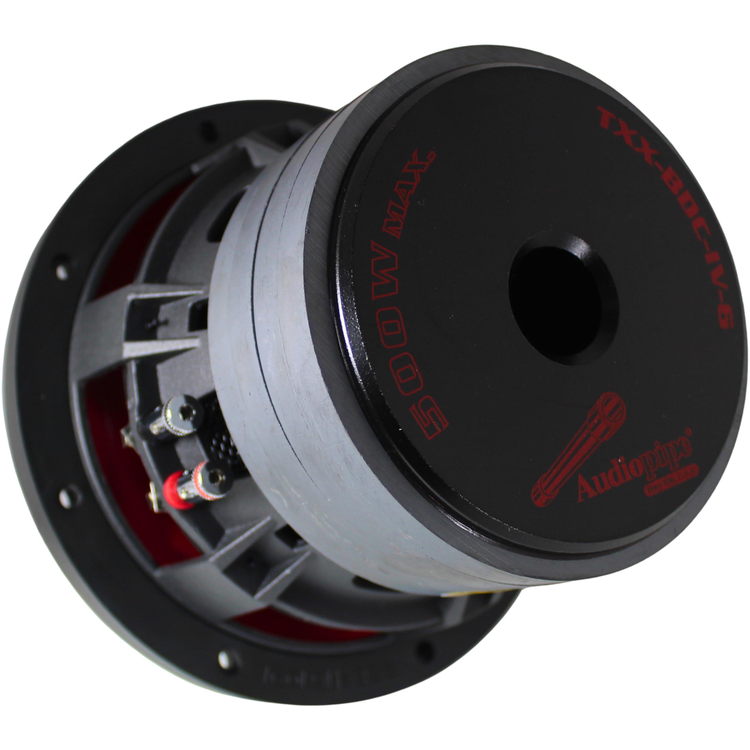 Audiopipe Audiopipe 6" Quad Stack Composite Cone Subwoofer (TXX-BDC-IV-6), Superior Performance, 500W, 2.5" BASV Voice Coil, 4 Magnets, Non-Press Paper Cone, Aluminum Basket, Multi-Connect, 2 x 4 Ohm