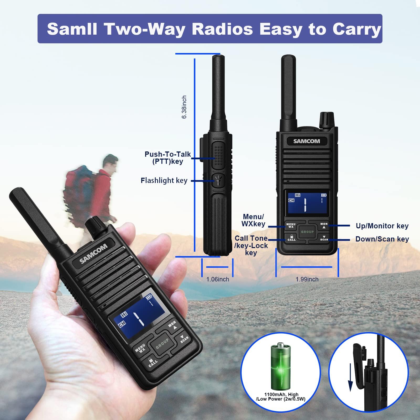 SAMCOM SAMCOM GMRS Walkie Talkies 30 Channel Two-Way Radio Handheld - 2 Watt GMRS 2 Way Radios with 121 Privacy Codes, Group Call,Weather Alerts for School Church Bussiness (Black, Pair Pack)