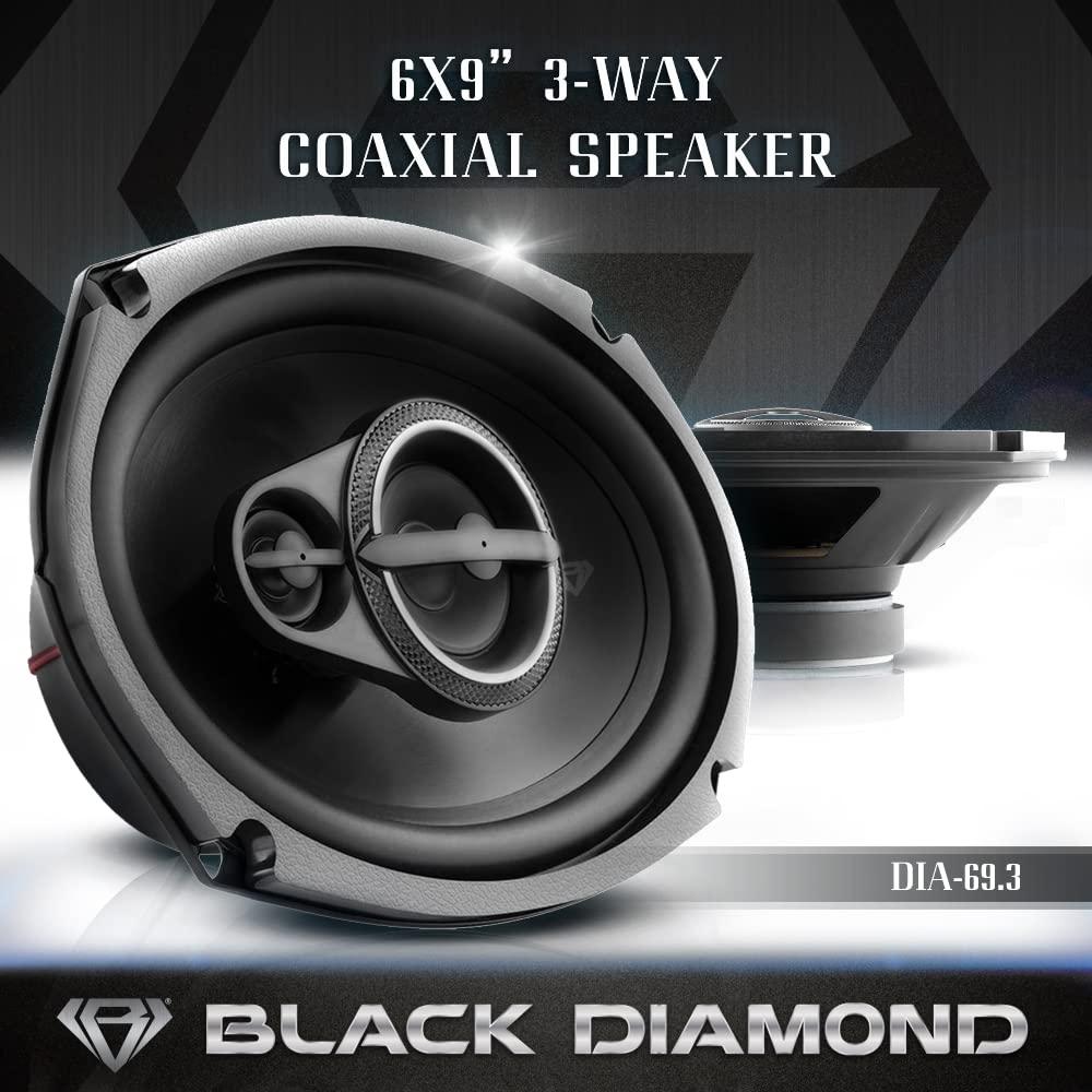BLACK DIAMOND BLACK DIAMOND DIA-69.3 6 x 9 Coaxial Car Speakers 3 -Way 270 Watts 4-Ohm Car Audio Stereo System 6x9 Speakers - Removable Grill Included (Sold in Pairs)