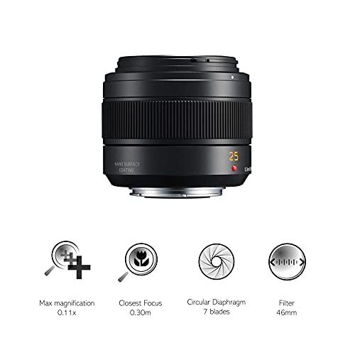 Panasonic Panasonic H-XA025 Leica DG Summilux Lens 25 mm (50 mm KB), Dust Protection, Splashproof, F1.4 Black