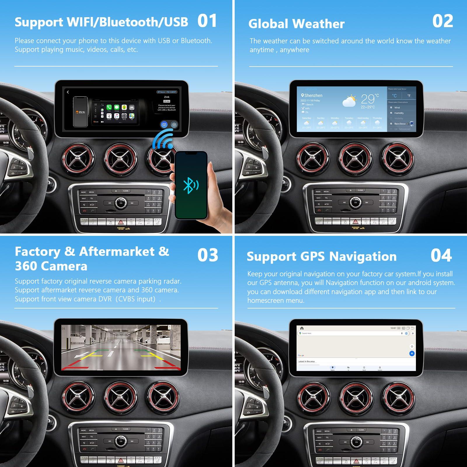 Road Top Road Top Android 13 Car Radio Touchscreen 12.3" Car Stereo for Mercedes Benz C GLC GLA CLA Class W205 X156 C117 2015-2018 Year NTG5.0, Support Wireless Carplay, Android Auto, Camera, Mirrorlink