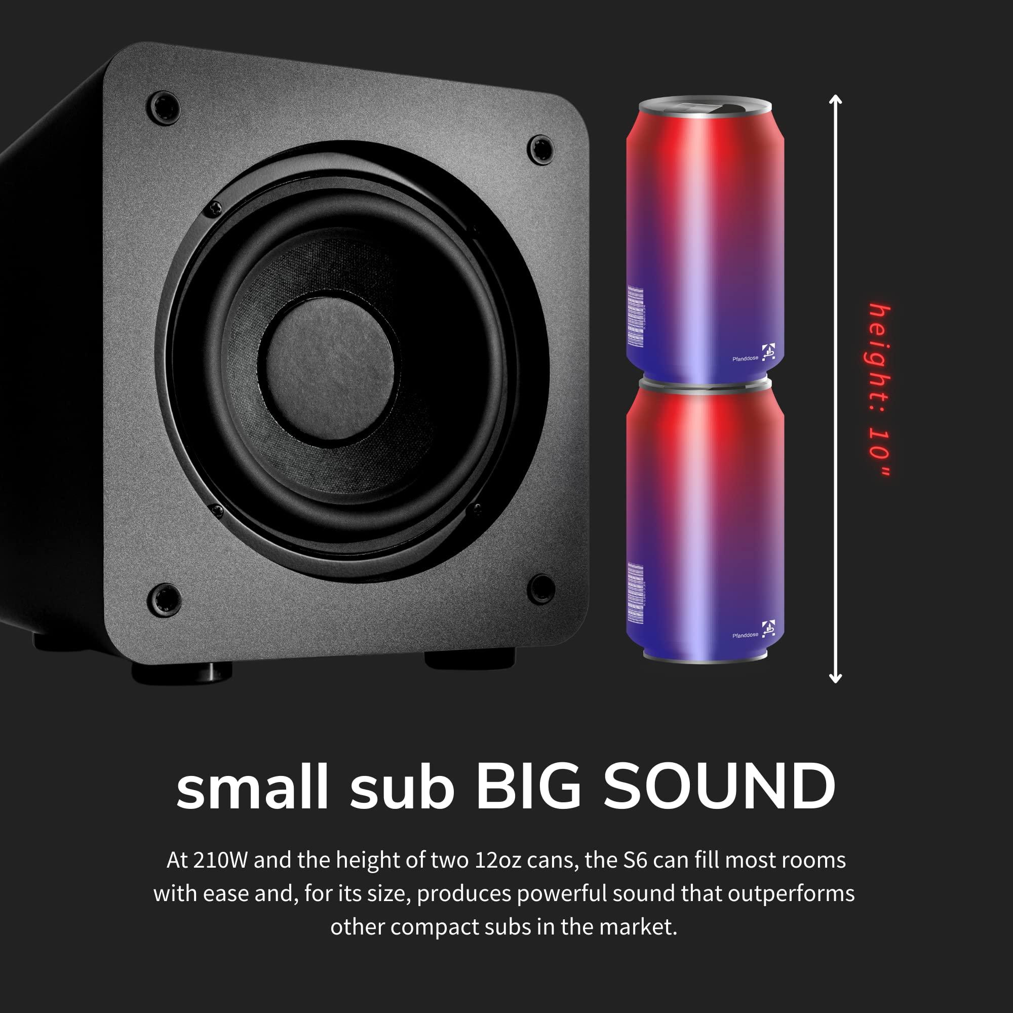 Audioengine Audioengine S6 210W Compact Powered Mini Subwoofer- Powerful Bass in a Small Package - Great for Desktops, Apartments, Offices and Gaming Setups