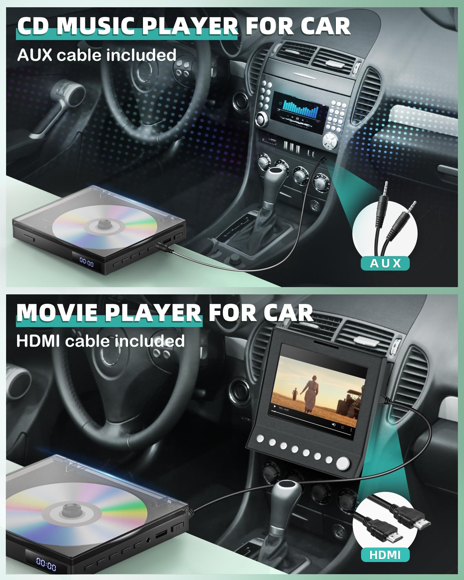 SHIWAKOTO Mini DVD Players for TV, HDMI DVD Player with HDMI RCA Cable, All Region Free Compact DVD Player Support USB, AUX, NTSC/PAL, Memory Playback, Small CD DVD Players with Remote Control