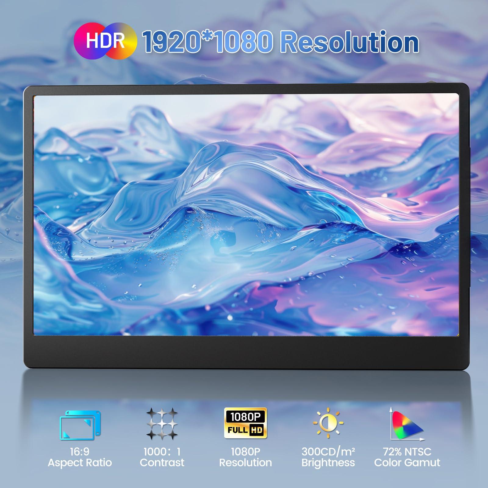 Cenerius Cenerius 14.2" Laptop Screen Extender, FHD 1080P IPS Portable Monitor for Laptop, Triple Screen Monitor Extender Compatible with 13"-17" Laptops, HDMI/USB-A/C Plug-Play for Windows, Mac, Android