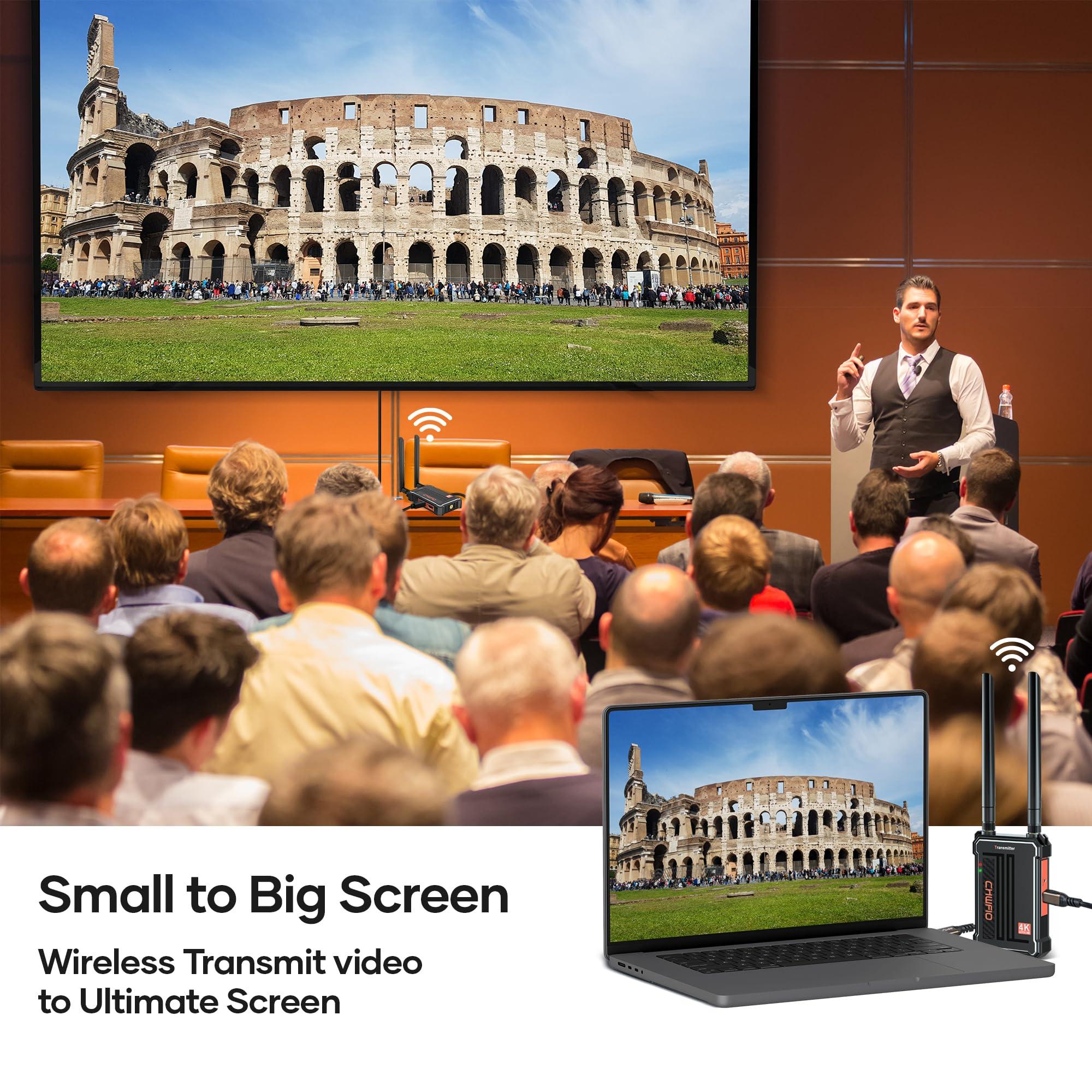 ChwFio Wireless HDMI Transmitter and Receiver 4K:,490FT Wireless HDMI Extender Plug&Play,2.4/5GHz Wireless Video Transmission System for Streaming Video/Audio/File from PC/Laptop/STB to Monitor/TV