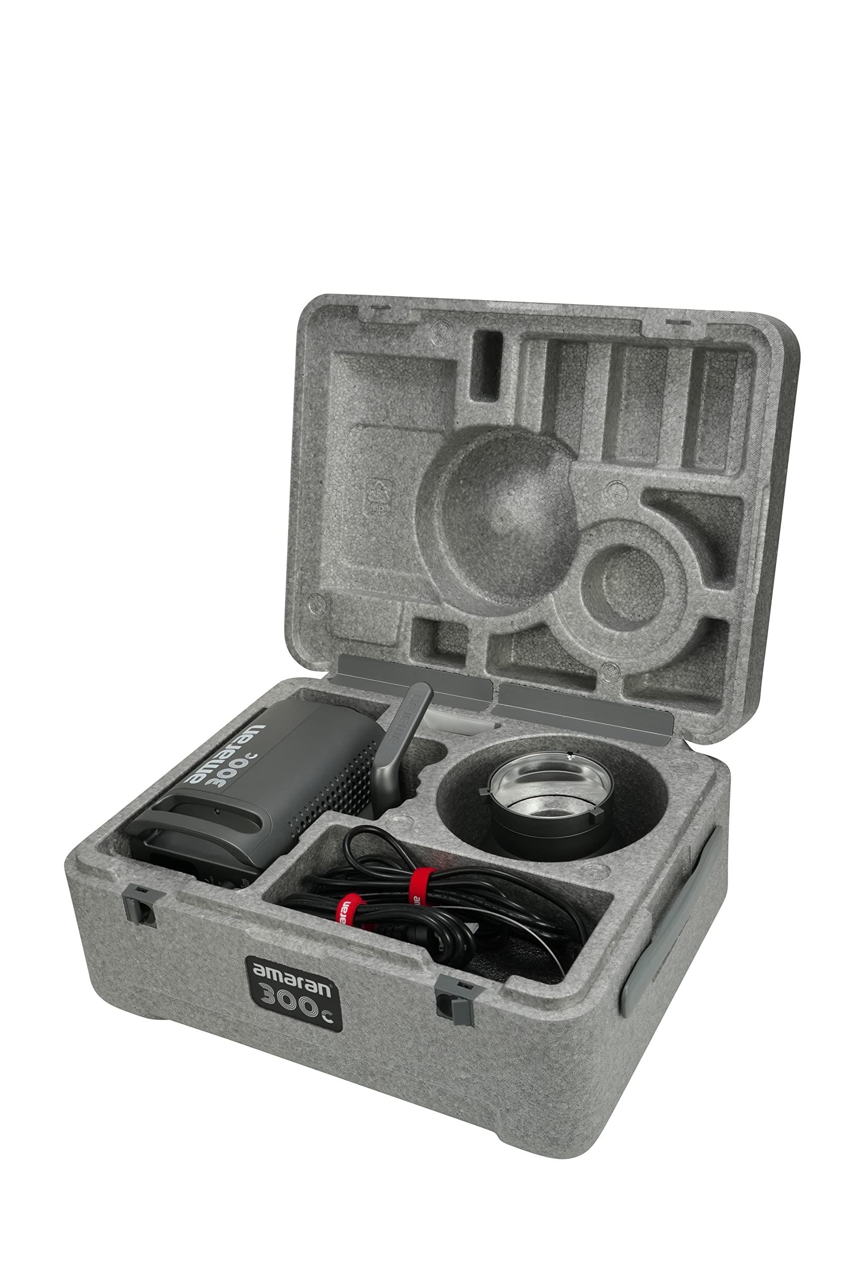 Aputure Aputure Amaran 300c RGBWW 300W COB Video Light Bowen Mount,26,580 lux @1m with Hyper Reflector,2,500K to 7,500K CCT with G/M Adjustment,APP Contorl (Grey)