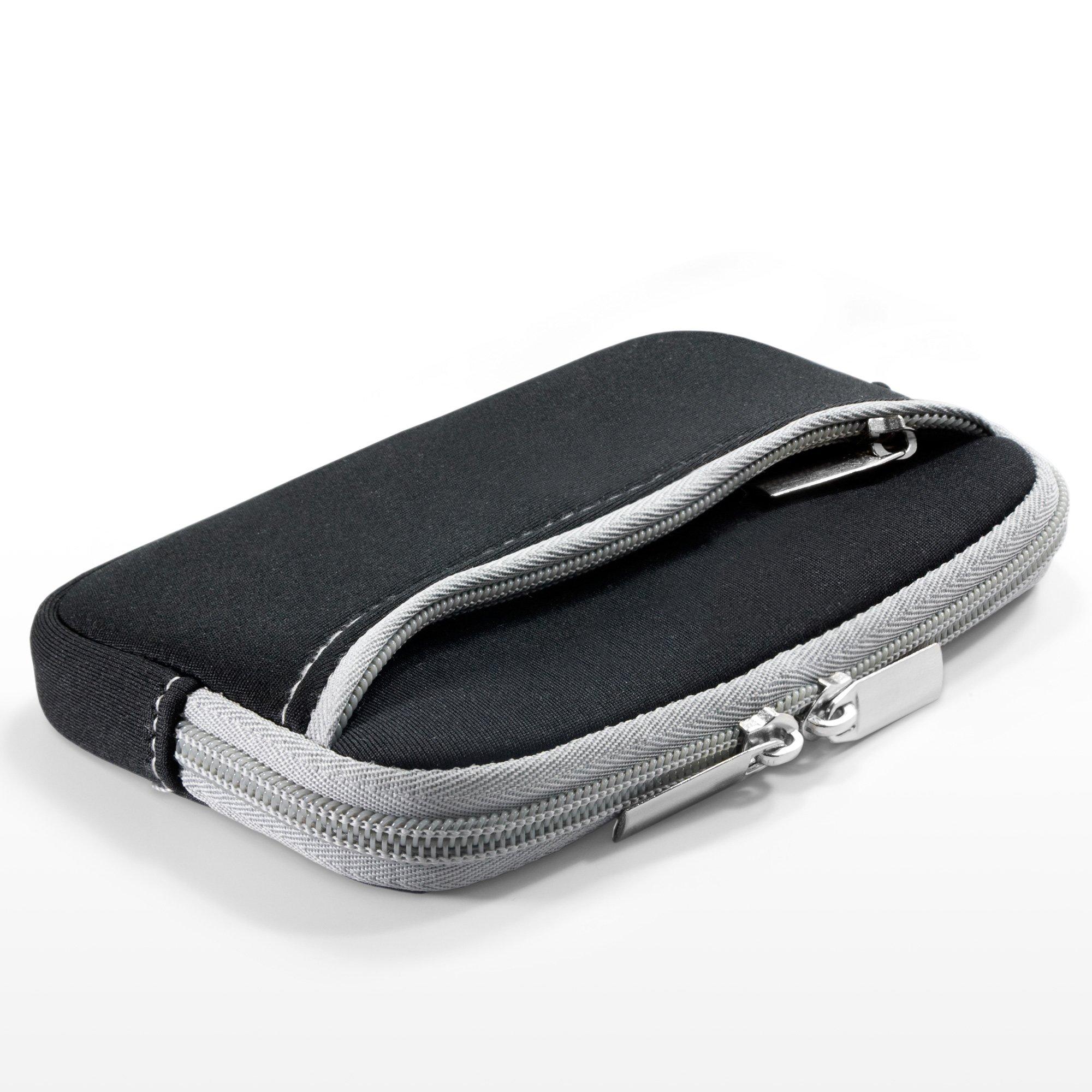 BoxWave BoxWave Case Compatible with GyroVu GVM-5004H-BP - SoftSuit with Pocket, Soft Pouch Neoprene Cover Sleeve Zipper Pocket - Jet Black with Grey Trim