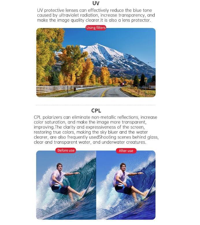 Coyktonty Coyktonty Lens Filters for Insta360 Ace Pro/Ace Pro 2,Waterproof Lens Protection Filter Set (ND8PL+ND16PL+ND32PL+ND64PL)