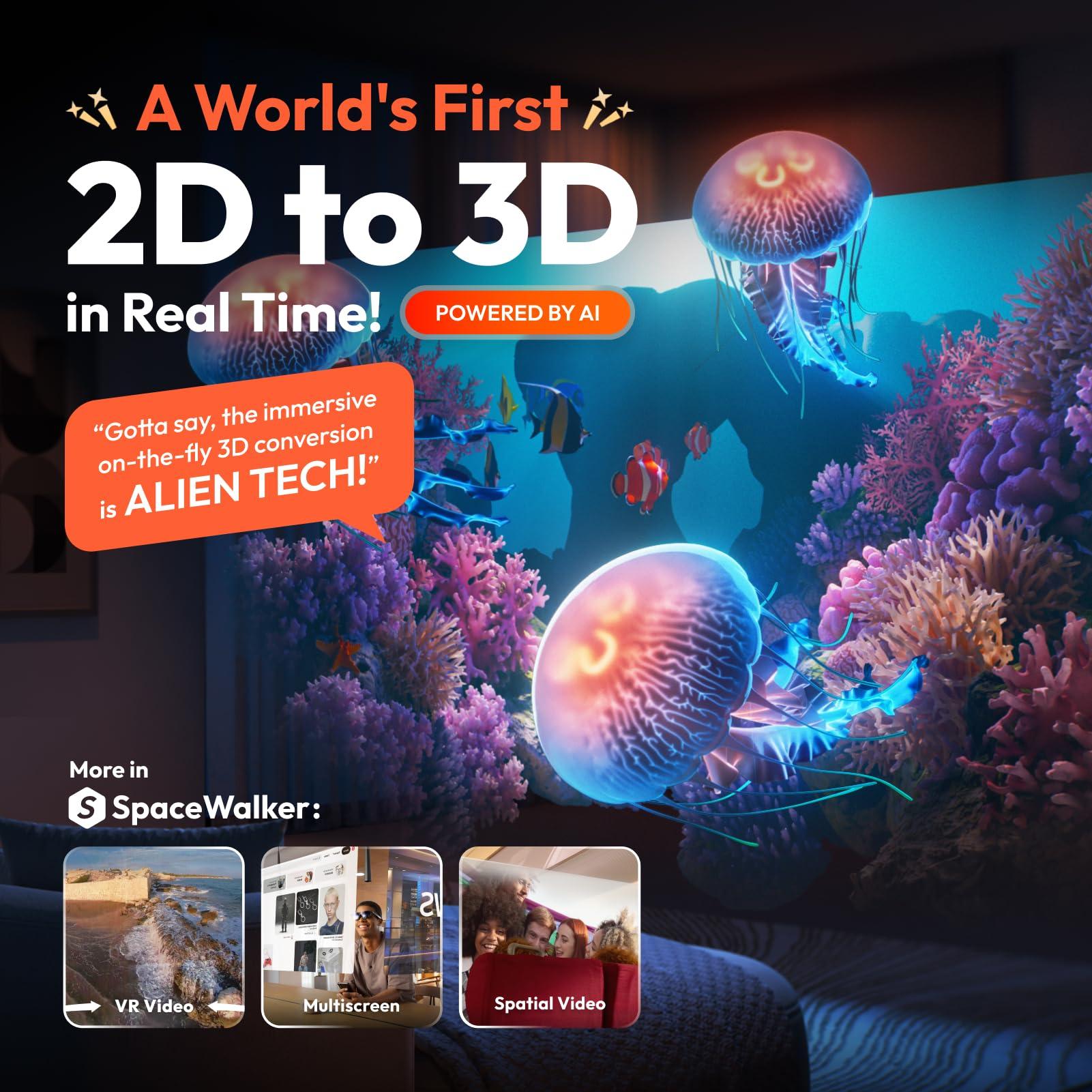 VITURE VITURE Pro XR/AR Glasses  135" 120Hz 1000Nits UltraClarity Display, Harman Audio, Myopia Adjustments, Electrochromic Film, Smart Glasses for iPhone 16/15/Android/Mac/PC/Steam Deck/Gaming Consoles