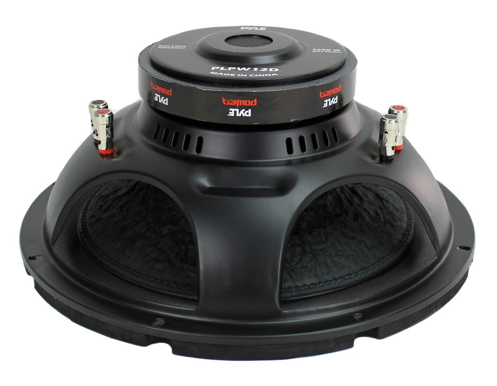 Pyle Pyle 12\" Car Audio Speaker Subwoofer - 1600W High Power Bass Surround Sound Stereo Subwoofer Speaker System, Non-Press Paper Cone, 90 dB, 40 Ohm, 60 oz Magnet, 2\'\' 4 Layer Voice Coil, Black - PLPW12D