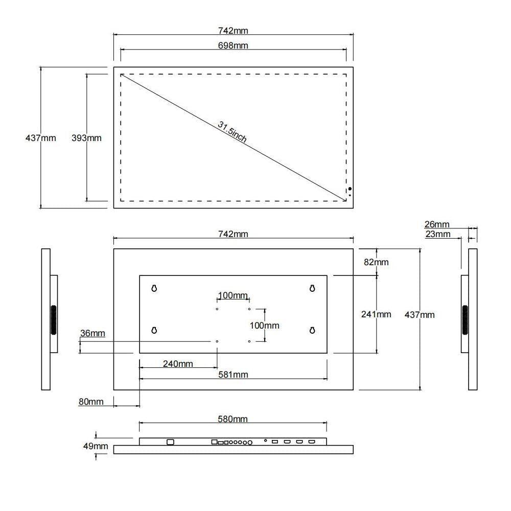 elecsung elecsung 32 inch 4K UHD Smart LED Mirror TV (ATSC) Tuner, IP65 Waterproof, Dolby Atmos,Watch Netflix, PrimeVideo, Built-in Alexa, Wi-fi, 320A023, 2024 Model
