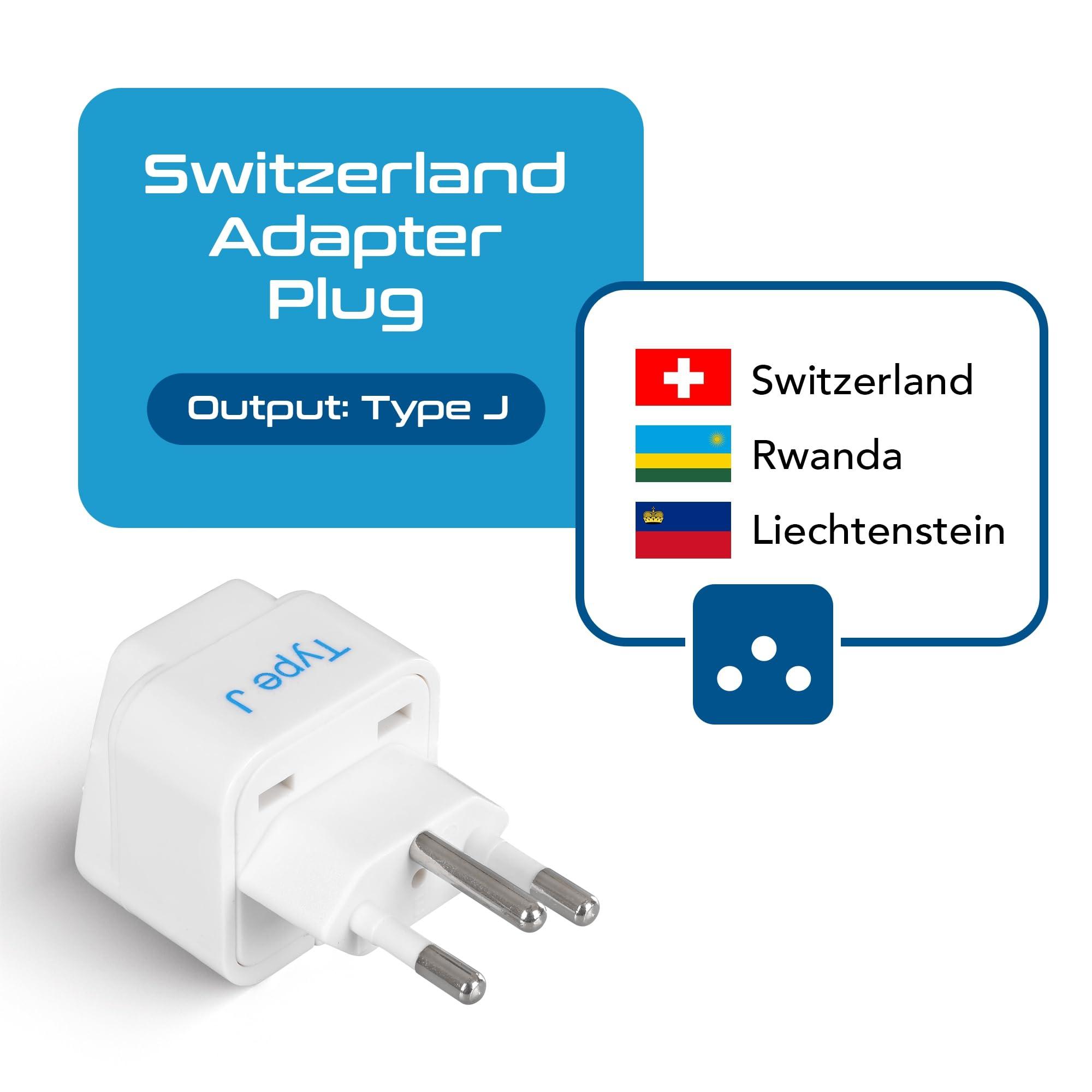 Ceptics Ceptics Switzerland Travel Plug Adapter (Type J) - 3 Pack [Grounded & Universal] (GP-11A-3PK)