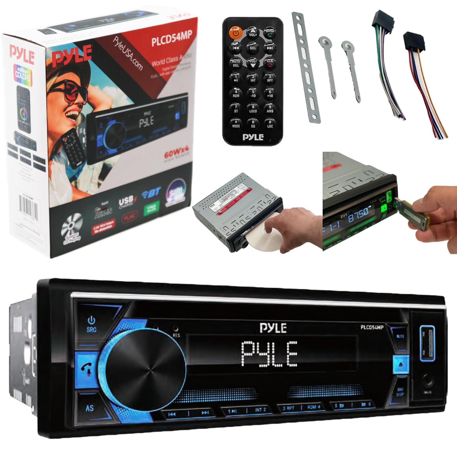 Pyle Pyle MP3 Stereo Receiver Power Amplifier, AM/FM/MP3/AUX Stereo Receiver, USB Flash Readers, Single DIN, 30 Preset Memory Stations, LCD Display with Remote Control, RGB Button