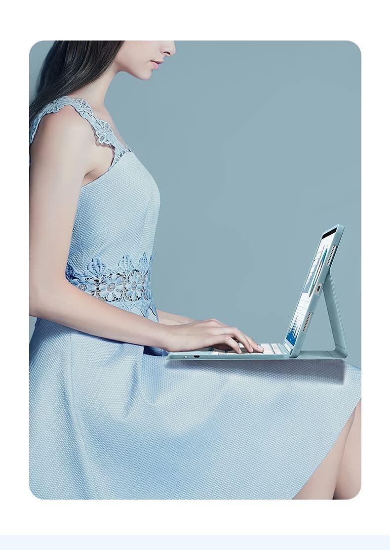 GOOVEN Galaxy Tab S6 Lite 10.4 inch 2024/2022/2020 Touch Keyboard Cover with mouse Cute Round Keys Touchpad Slim Smart Magnetic Detachable BT Keyboard, Black