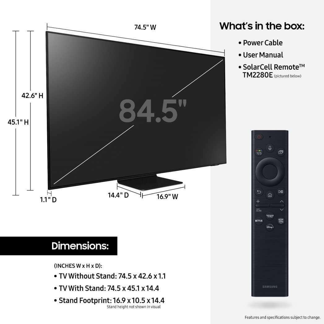 SAMSUNG SAMSUNG 85-Inch Class Neo QLED 4K QN85B Series Mini LED Quantum HDR 24x Smart TV with Alexa Built-in (QN85QN85BAFXZA, 2022 Model) (Renewed)