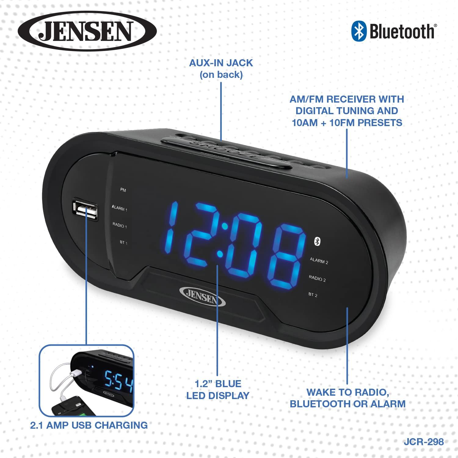 Jensen JENSEN JCR-298 JCR-298 AM/FM Dual-Alarm Digital Clock Radio with Bluetooth