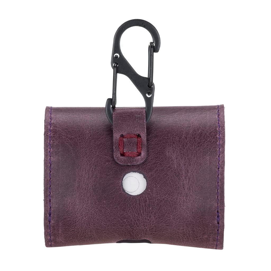 HARDISTON HARDISTON Genuine Leather Handmade Apple AirPods Pro - Soft Case with Keychain Clip - Support Wireless Chargers - Compatible with AirPods Pro (Purple)