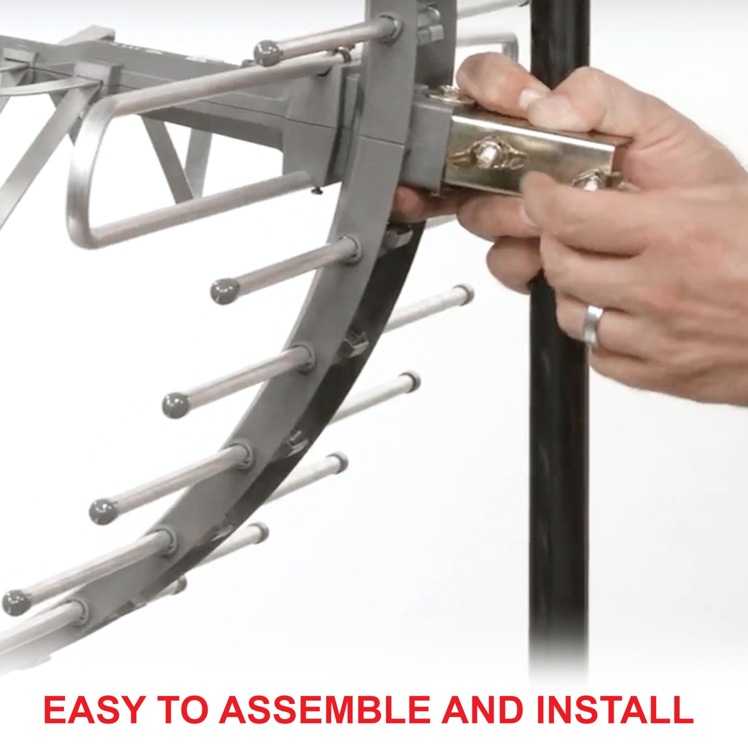 GE home electrical GE Outdoor HD Digital TV Antenna, Long Range Smart TV Antenna, Supports 4K 1080P HD Smart TV VHF UHF, J Mount Included for Attic or Outdoor, Weather Resistant, 29884