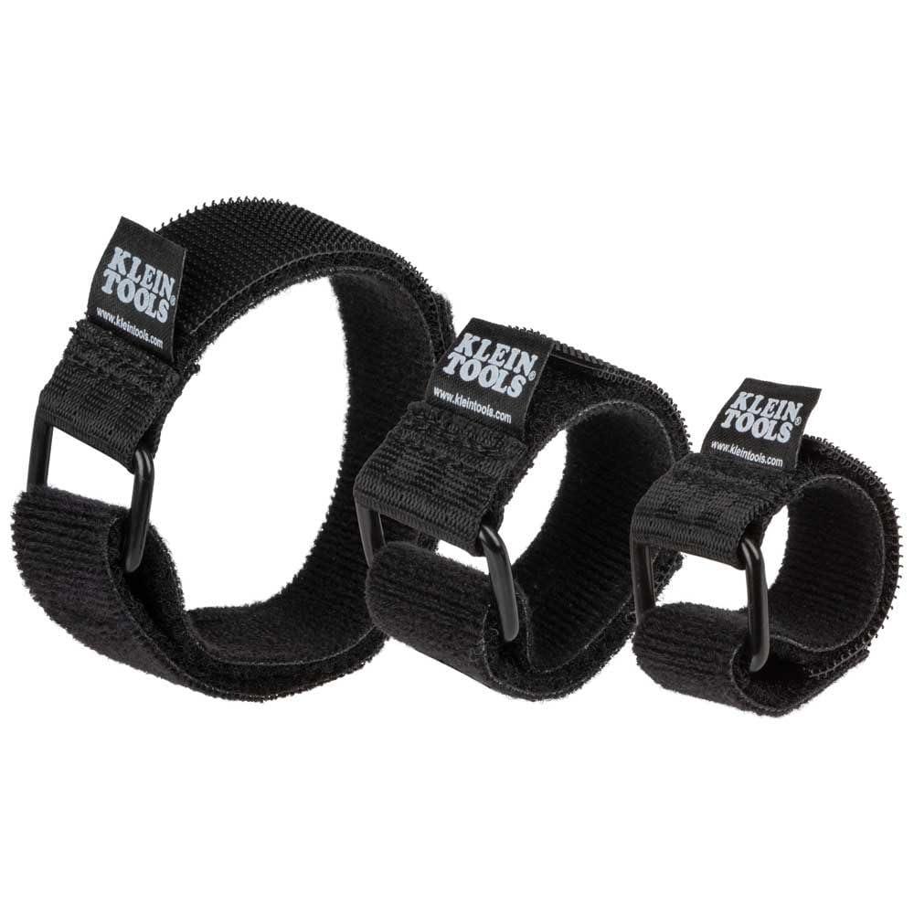 Klein Tools Klein Tools 450-600 Cable Organizer, Hook and Loop Cinch Strap Cable Ties, Includes Two 6-Inch, Two 8-Inch and Two 14-Inch Straps, Black