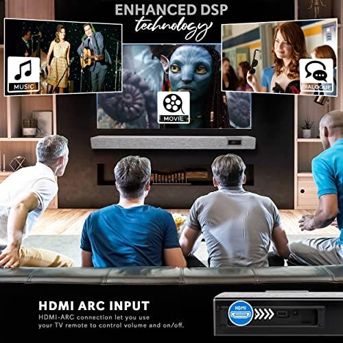 Pyle PyleUsa Home Bluetooth Audio Sound bar Stylish, 60W 35\" for TV, Supports 4K & HDMI TV\'s, Optical, COAXIAL, AUX, w/Remote Control,Coaxial & RCA Cables,Class D Digital Stereo Power Amplifier - PSBV40BT