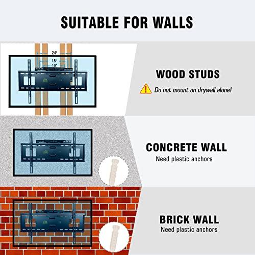 WHYFONE 48\'\' Extension Long Arm TV Wall Mount, WHYFONE Large TV Heavy Duty Full Motion TV Wall Mount Swivel Tilt Level Articulating, 37-80\'\'TV, Max VESA 600x400mm, 16\'\'18\'\'24\'\' Wood Studs/Concrete/Brick Wall