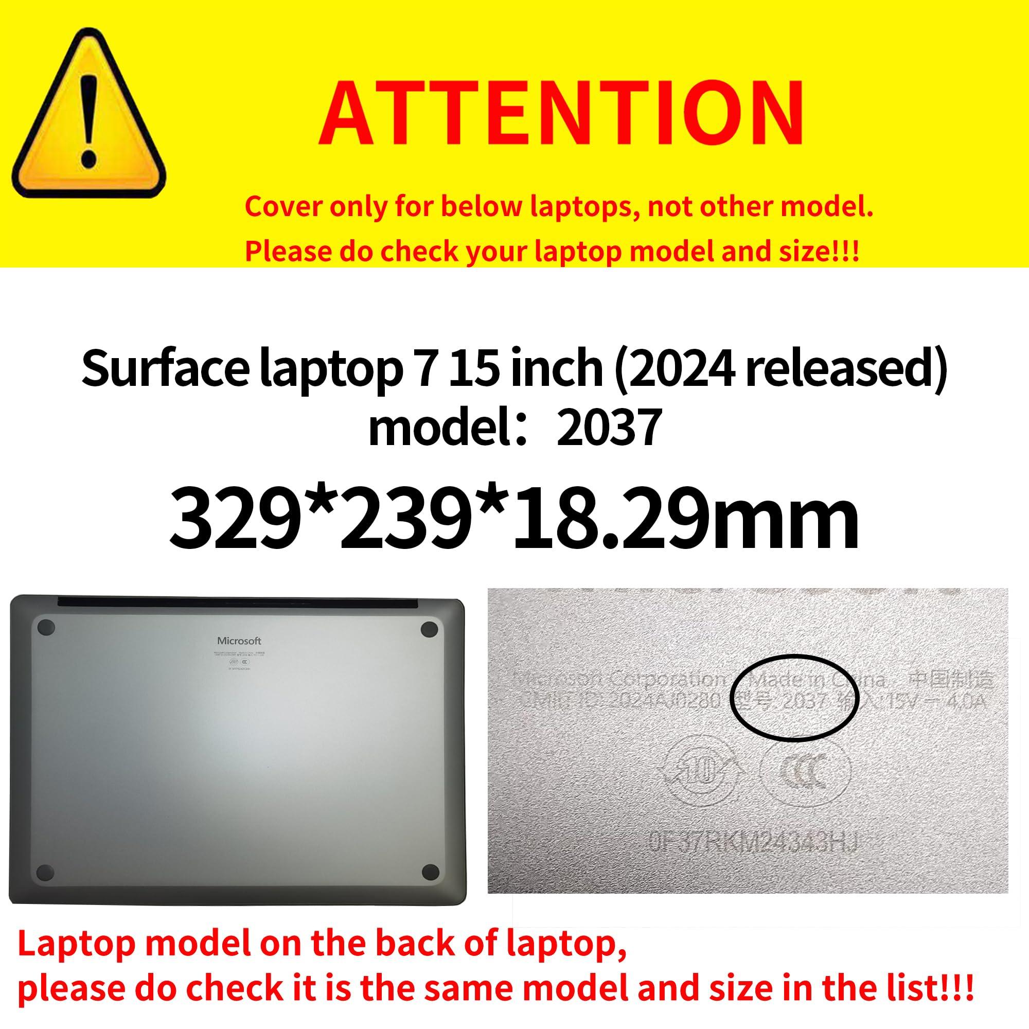 xisiciao Laptop Case for Microsoft Surface Laptop 7 15" (2024 Released), Detachable Notebook Sleeve, Computer Bag Protective Cover PU Shell with Heat Dissipation Hole (Dark Grey)