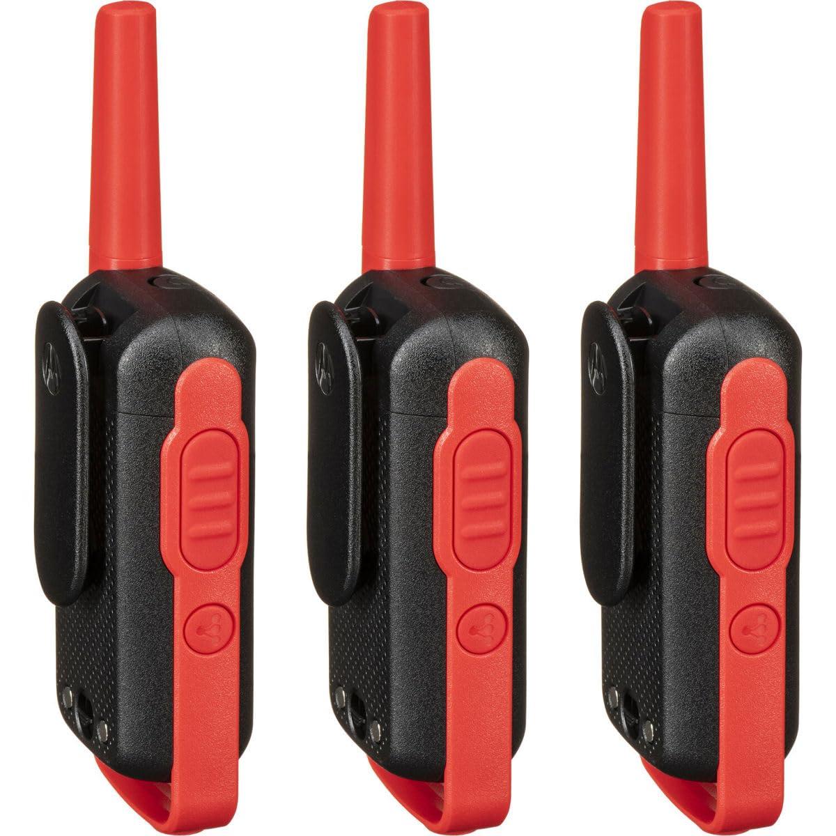 Motorola Motorola Solutions, Portable FRS, T210TP, Talkabout, Two-Way Radios, Rechargeable, 22 Channel, 20 Mile, Black W/Red, 3 Pack