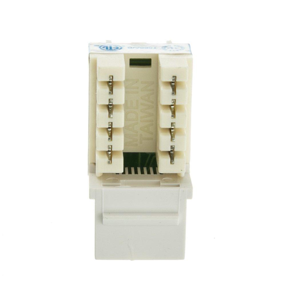 CableWholesale CableWholesale Cat6 Keystone Jack, White, RJ45 Female to 110 Punch Down