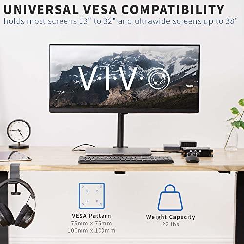 VIVO VIVO Single Monitor Arm Desk Mount, Holds Screens up to 32 inch Regular and 38 inch Ultrawide, Fully Adjustable Stand with C-Clamp and Grommet Base, VESA 75x75mm or 100x100mm, Black, STAND-V001
