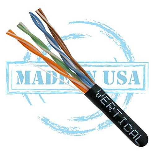 VC VERTICAL CABLE Vertical Cable CAT6, 550 MHz, UTP, 23AWG, 8C Solid Bare Copper, Plenum, 1000ft, Bulk Ethernet Cable - Made in USA, Black