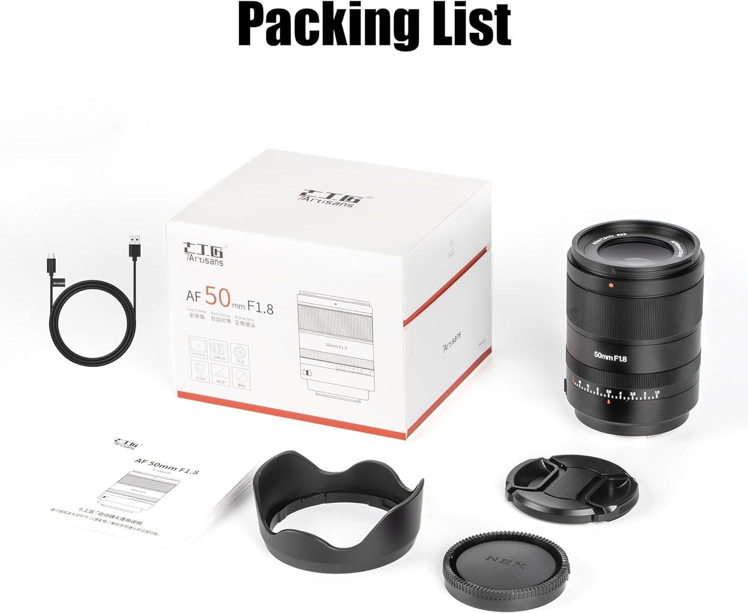 7artisans 7artisans Auto Focus 50mm F1.8 Full Frame Lens,F1.8 Large Aperture,Support Automatic/Manual Aperture and Face/Eye Recognition, Compatible for S0NY FE Camera A7 Series A7R A75 A7SII A9 A7C A1, etc