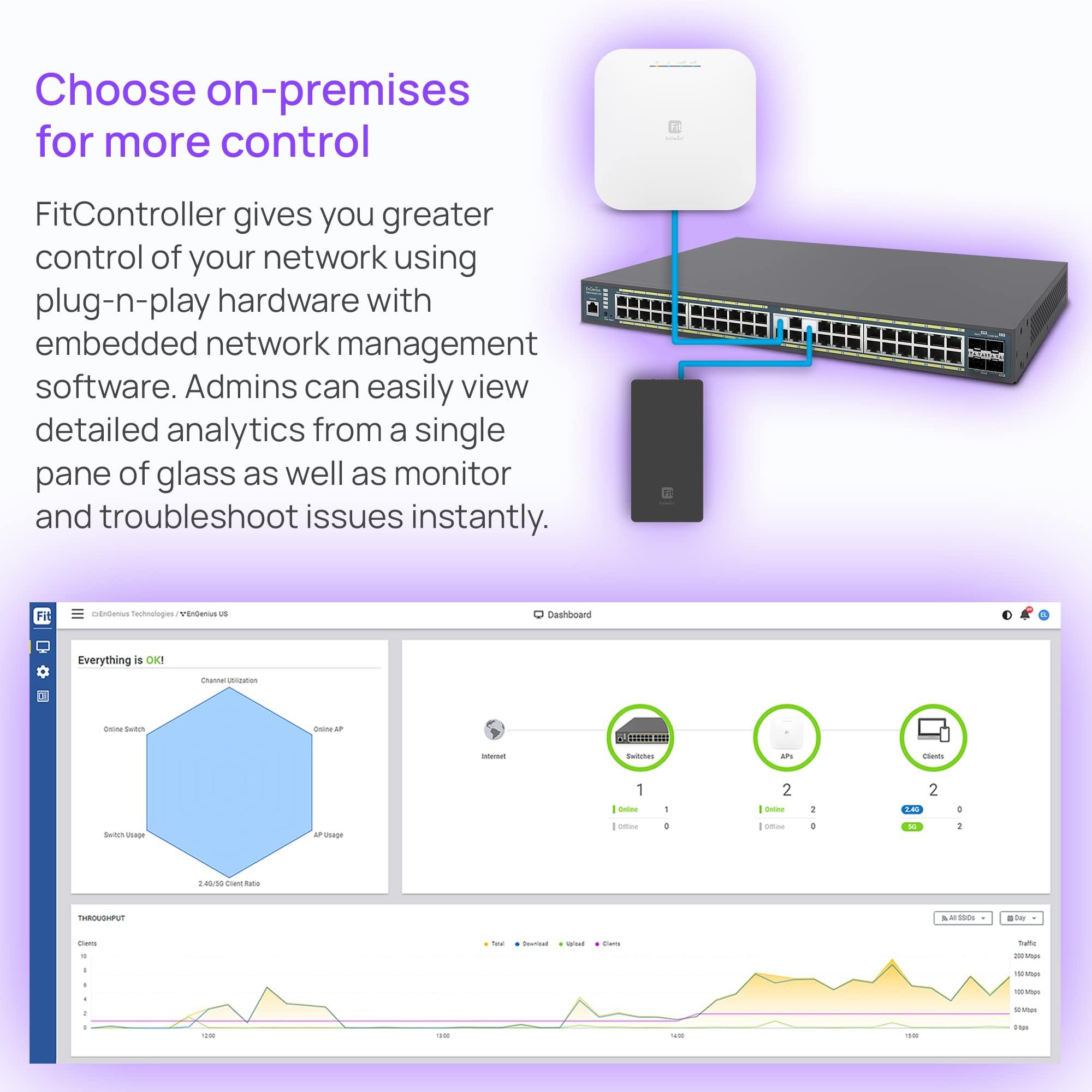 EnGenius EnGenius Fit L2 Plus Managed 48-Port Gigabit PoE+ Switch | 740W Budget | 4 SFP Uplink Ports | 802.3at/af PoE+ Ready | 104 Gbps Switching Capacity [EWS7952FP-FIT]